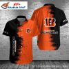 Gridiron Sunset – Bengals Aloha Shirt With Hexagonal Pattern And Bold Typography