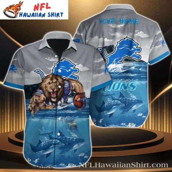 Gridiron Growl Detroit Lions Hawaiian Shirt – Fierce Mascot Design