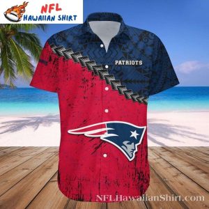 Grungy Goal Line Patriots Hawaiian Shirt – Abstract Art Red Zone Look