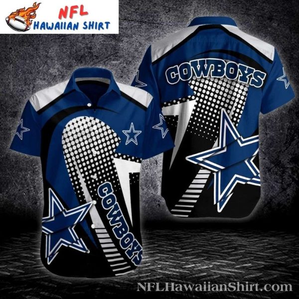 Halftone Hero Navy And White Dallas Cowboys Hawaiian Shirt