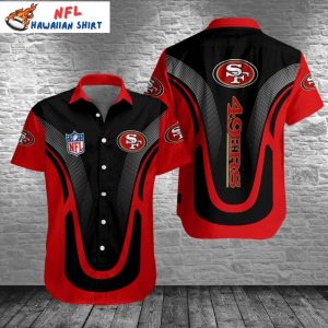Hawaiian 49ers Shirt – 49ers Swoosh Red Black NFL Wave Shirt