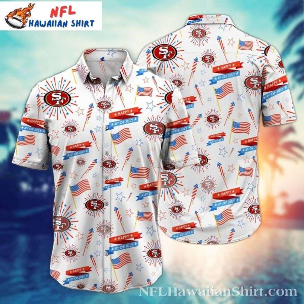 Hawaiian 49ers Shirt – Independence Day White With Team Spirit Design
