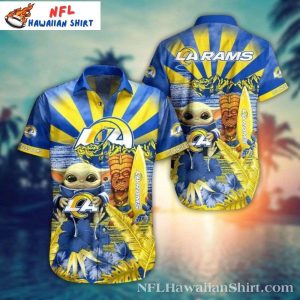 Hawaiian Shirt Los Angeles Rams – Baby Yoda Tiki Totem Graphic