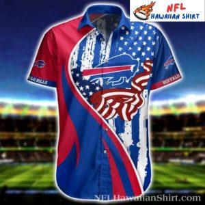 Hawaiian Style Buffalo Bills Logo And US Flag Print Shirt For Fans