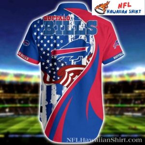 Hawaiian Style Buffalo Bills Logo And US Flag Print Shirt For Fans 2