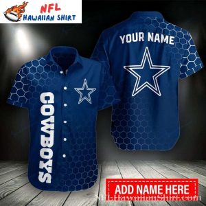 Hexagonal Cool Blue Dallas Cowboys Personalized Aloha Shirt