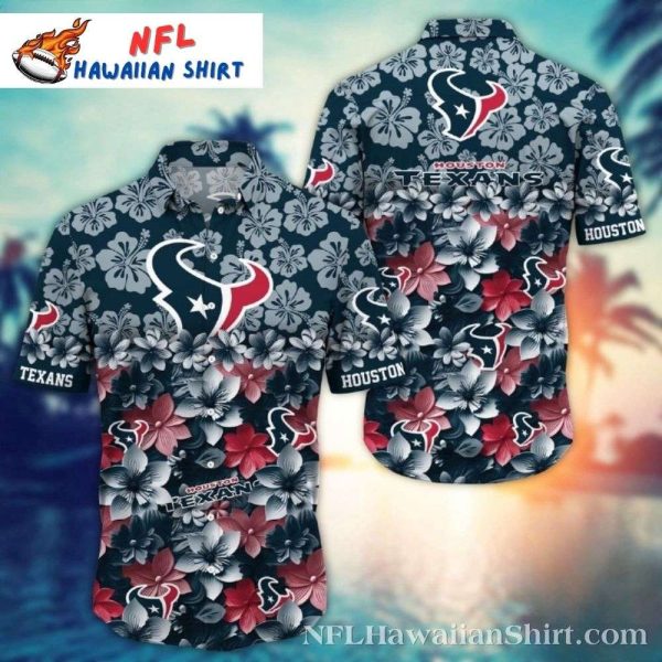 Houston Texans Aloha Spirit Floral Hawaiian Shirt – Black Monochrome
