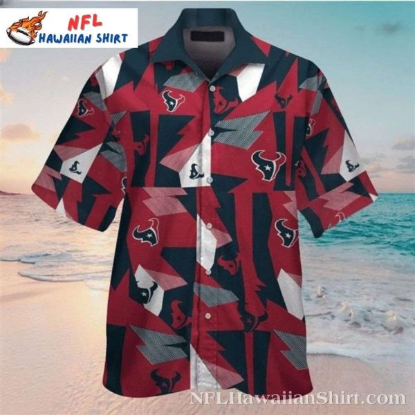 Houston Texans Harlequin Touchdown Hawaiian Shirt – Geometric Red Rush