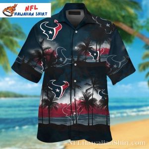 Houston Texans Hawaiian Shirt – Cloudy Sky Team Logo All-Over Print