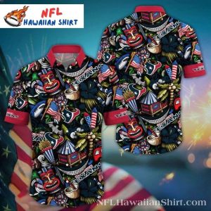 Houston Texans Tiki Hut Football Fest Hawaiian Shirt – Colorful Warrior Edition