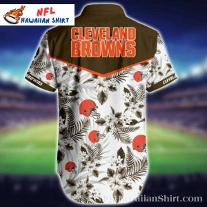 Huddle Up Cleveland Browns Hawaiian Shirt Monochrome Floral Play 2