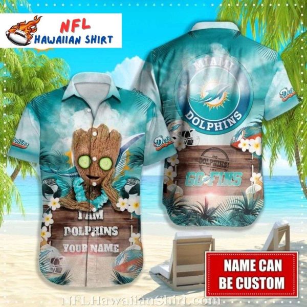 I Am Dolphins – Funny Baby Groot NFL Miami Dolphins Hawaiian Shirt