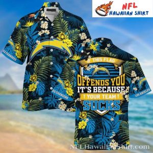 If This Flag Offends You – Funny NFL Los Angeles Chargers Hawaiian Shirt With Tropical Patterns