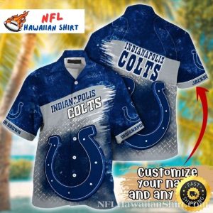 Indianapolis Colts Deep Sea – Metal Pattern Personalized Hawaiian Shirt