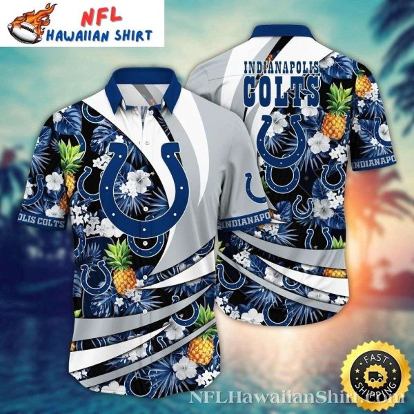 Indianapolis Colts Tropical Touchdown – Pineapple And Floral Hawaiian Shirt