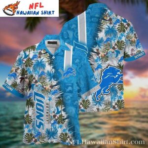 Island Breeze Detroit Lions Stripe Hawaiian Casual Shirt