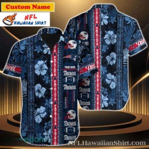 Island Defense – Personalized New England Patriots Tribal Floral Hawaiian Shirt