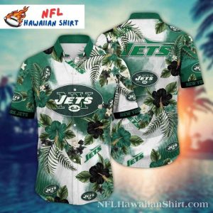 Island Getaway Green And White New York Jets Hawaiian Shirt – NY Jets Aloha Shirt