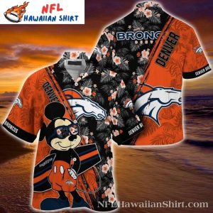 Island Sunset – Denver Broncos Aloha Shirt With Mickey