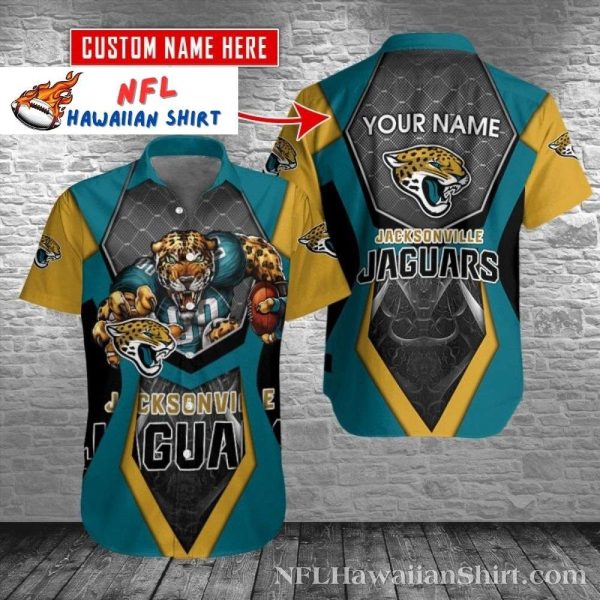Jaguars Gridiron Roar – Custom Name Football Hawaiian Shirt