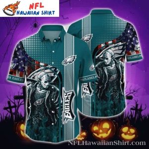 Jason Voorhees NFL Philadelphia Eagles American Flag Halloween Hawaiian Shirt