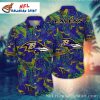 Island Escape – Ravens Hawaiian Shirt With White Floral Patterns And Team Spirit