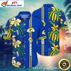 LA Rams Exotic Flora Hawaiian Shirt – Sapphire Jungle Edition