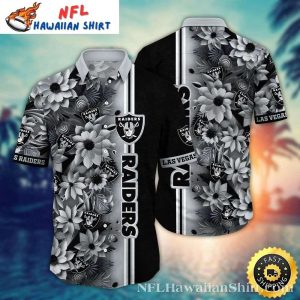 Las Vegas Raiders Bold Stripe Floral Hawaiian Shirt