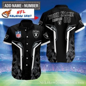 Las Vegas Raiders Camo Accent Personalized Aloha Shirt