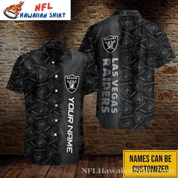 Las Vegas Raiders Custom Name Charcoal Emblem Hawaiian Shirt