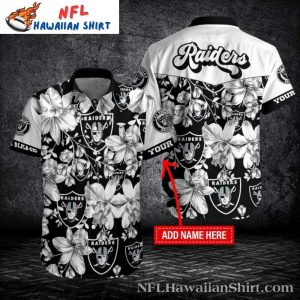 Las Vegas Raiders Floral Blackout Custom Hawaiian Shirt