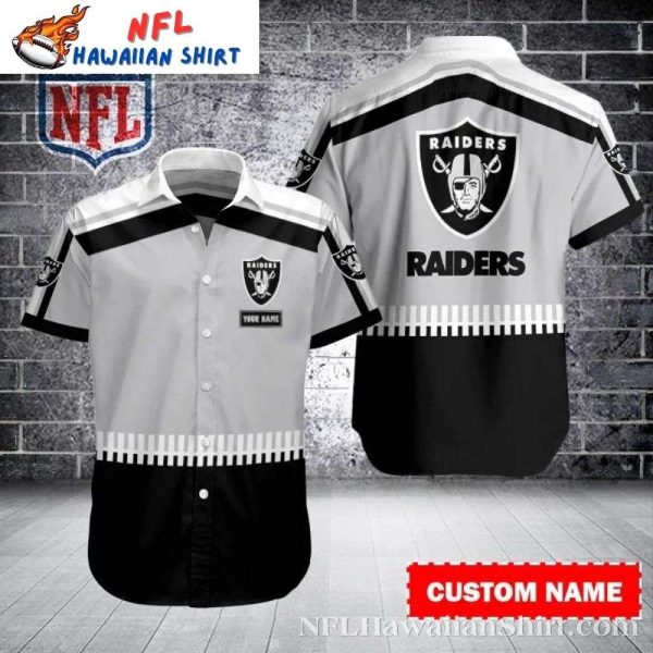 Las Vegas Raiders Helmets And Stripes Custom Name Hawaiian Shirt