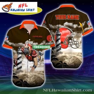 Lighthouse Blitz – Personalized Cleveland Browns Hawaiian Shirt