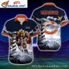 Island Kickoff – Chicago Bears Palm Silhouette Personalized Hawaiian Shirt