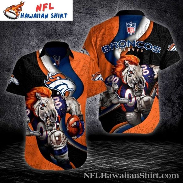 Majestic Denver Broncos Themed Horse And Player Aloha Shirt