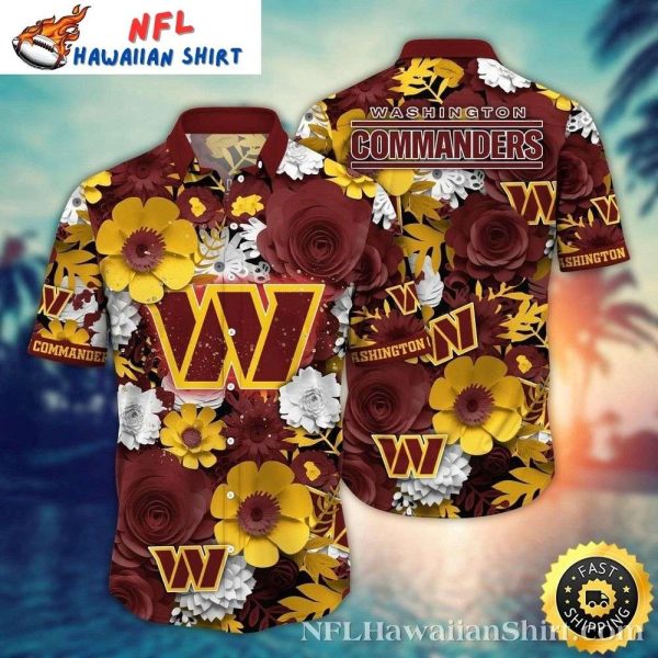 Maroon Floral Touchdown – Commanders Festive Aloha Shirt