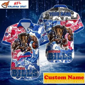 Mascot Graphic Buffalo Bills Hawaiian Shirt – Vibrant NFL Aloha Attire