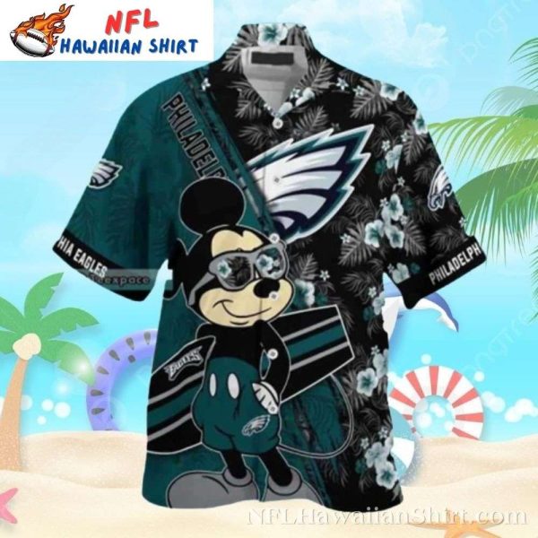 Mascot Mania Midnight Black Philadelphia Eagles Mickey Mouse Hawaiian Shirt