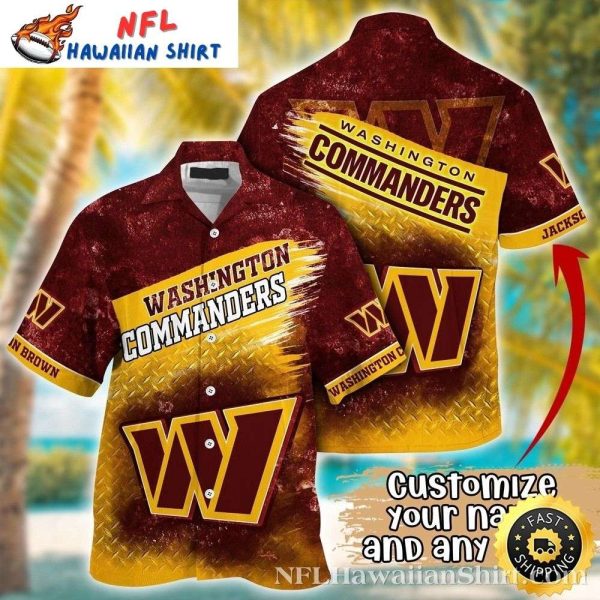 Metal Pattern Washington Commanders Gold Rush Tropical Hawaiian Shirt
