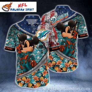 Miami Dolphins Tropical Shirt With Cool Mickey Graphics – Whimsical Team Style