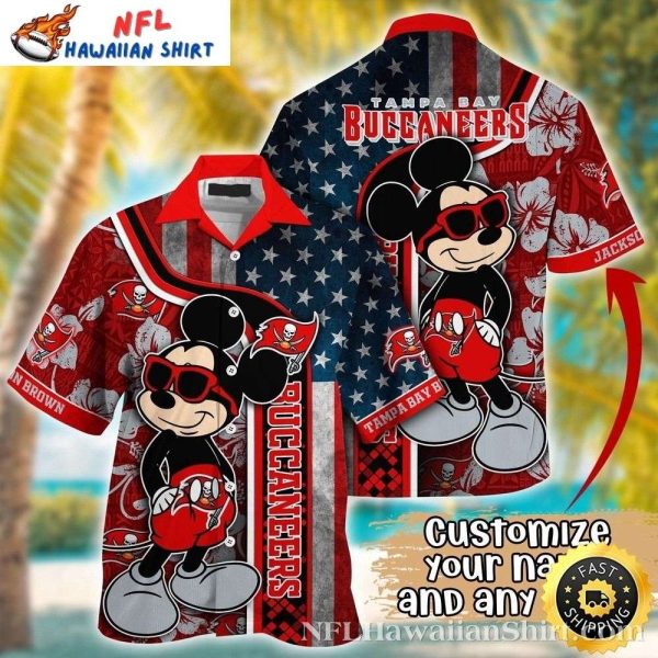 Mickey American Flag Tampa Bay Buccaneers Personalized Hawaiian Shirt