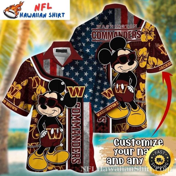 Mickey Mouse Custom Name Washington Commanders Hawaiian Shirt