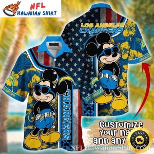 Mickey Patriotic Mascot Customized Los Angeles Chargers Hawaiian Shirt