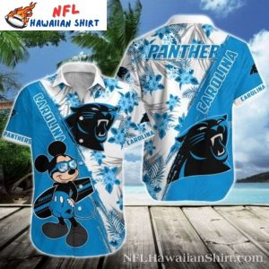 Mickey Surfboard Graphic NFL Carolina Panthers Hawaiian Shirt