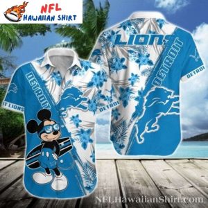 Mickey With Surfboard Detroit Lions Tropical Hawaiian Shirt