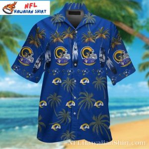 Midnight Palm – Classic LA Rams Helmet Hawaiian Shirt