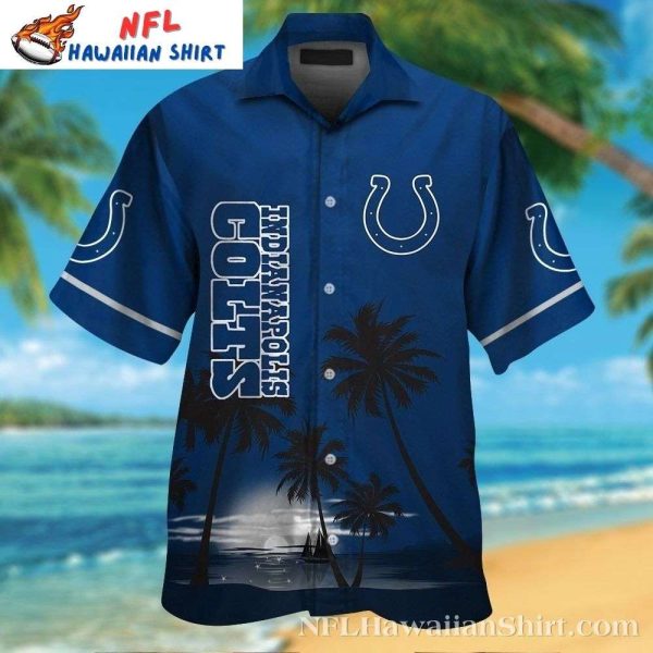 Midnight Palm Horseshoe – Elegant Indianapolis Colts Hawaiian Shirt
