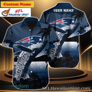 Midnight Whale Play – Personalized New England Patriots Thematic Hawaiian Shirt
