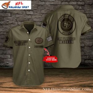 Military Tribute San Francisco 49ers Custom Name Olive Aloha Shirt