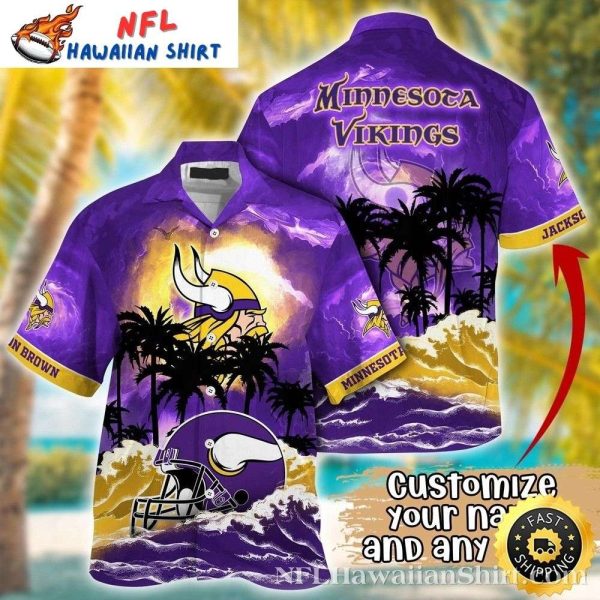 Minnesota Sunset Palms Vikings Hawaiian Shirt – NFL Vikings Scenic Beach Shirt